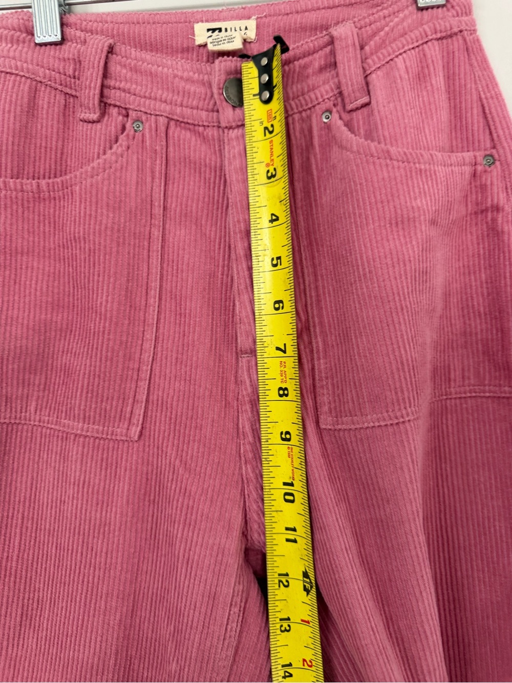 Billabong waist 24 pink wide leg patch pocket crop ankle corduroy pants women’s - Picture 4 of 9